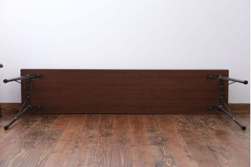 アンティーク家具　天板一枚板　古材を使った鉄脚テーブル(2)