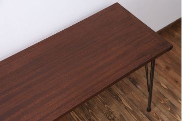 アンティーク家具　 天板一枚板　古材を使った鉄脚テーブル(3)