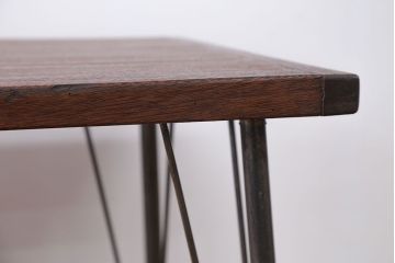 アンティーク家具　 天板一枚板　古材を使った鉄脚テーブル(3)