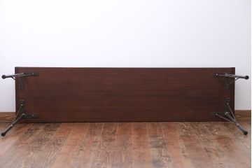 アンティーク家具　 天板一枚板　古材を使った鉄脚テーブル(3)
