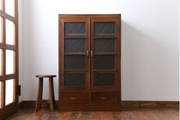 レトロ家具　昭和レトロ ダイヤガラス入りブックケース