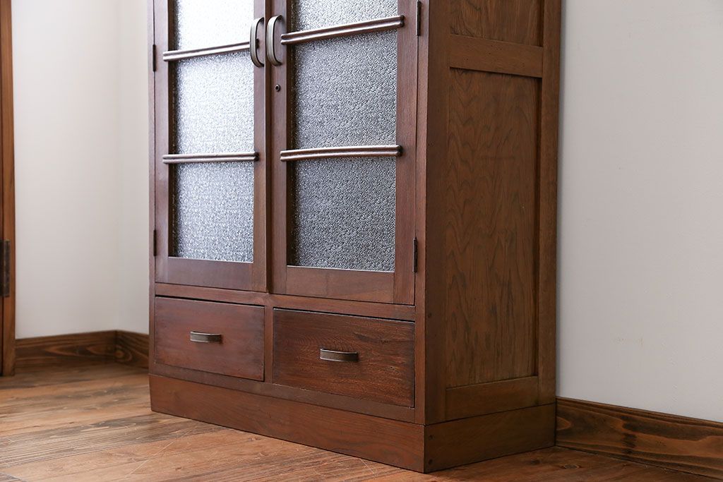 レトロ家具　昭和レトロ ダイヤガラス入りブックケース