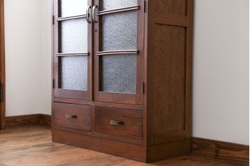 レトロ家具　昭和レトロ ダイヤガラス入りブックケース