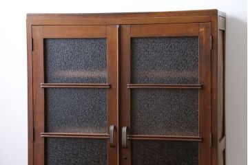 レトロ家具　昭和レトロ ダイヤガラス入りブックケース