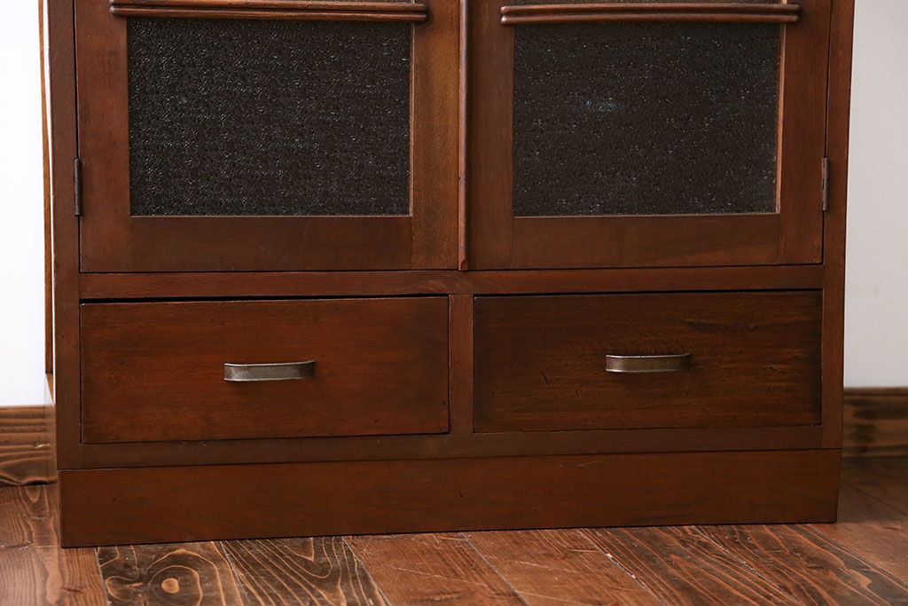 レトロ家具　昭和レトロ ダイヤガラス入りブックケース