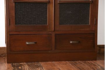 レトロ家具　昭和レトロ ダイヤガラス入りブックケース