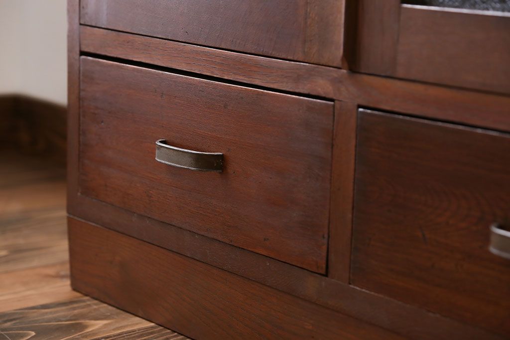 レトロ家具　昭和レトロ ダイヤガラス入りブックケース