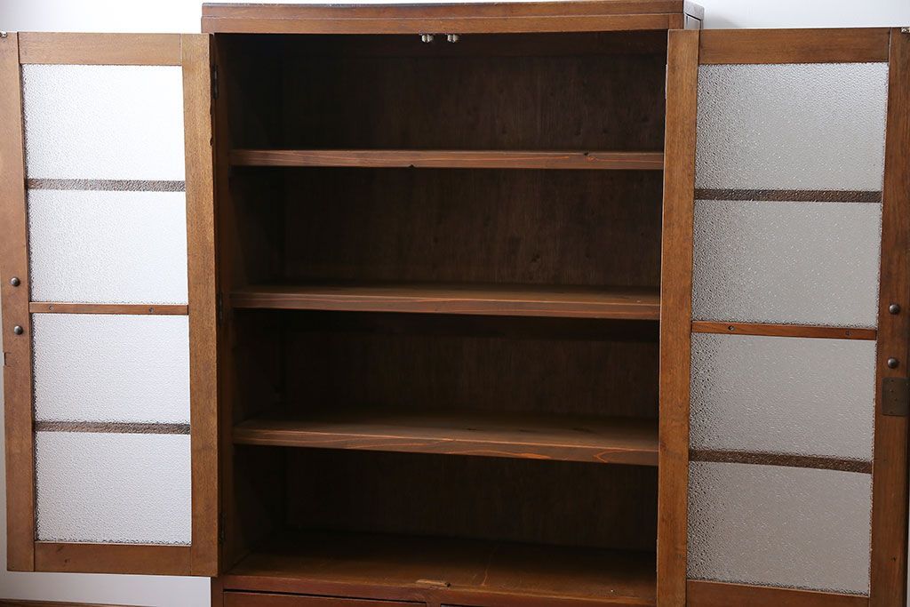 レトロ家具　昭和レトロ ダイヤガラス入りブックケース