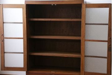 レトロ家具　昭和レトロ ダイヤガラス入りブックケース