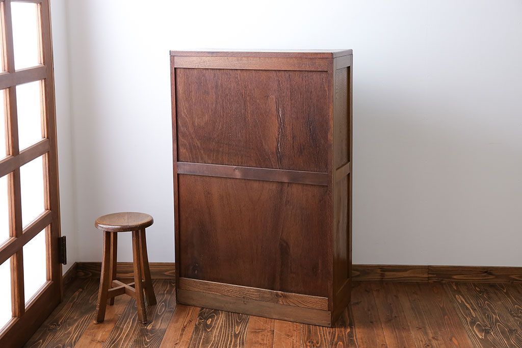 レトロ家具　昭和レトロ ダイヤガラス入りブックケース