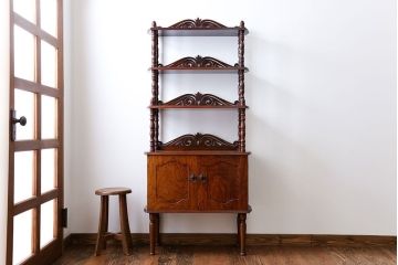 中古　ビンテージ　ブラックチェリー材　飾り棚(ウッドシェルフ)