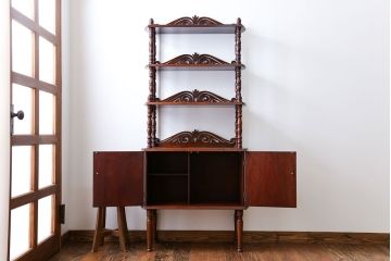 中古　ビンテージ　ブラックチェリー材　飾り棚(ウッドシェルフ)