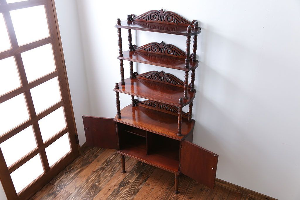 中古　ビンテージ　ブラックチェリー材　飾り棚(ウッドシェルフ)