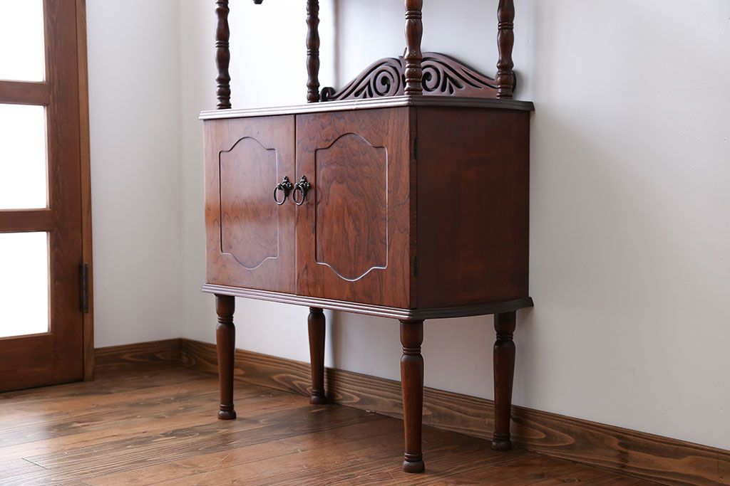 中古　ビンテージ　ブラックチェリー材　飾り棚(ウッドシェルフ)