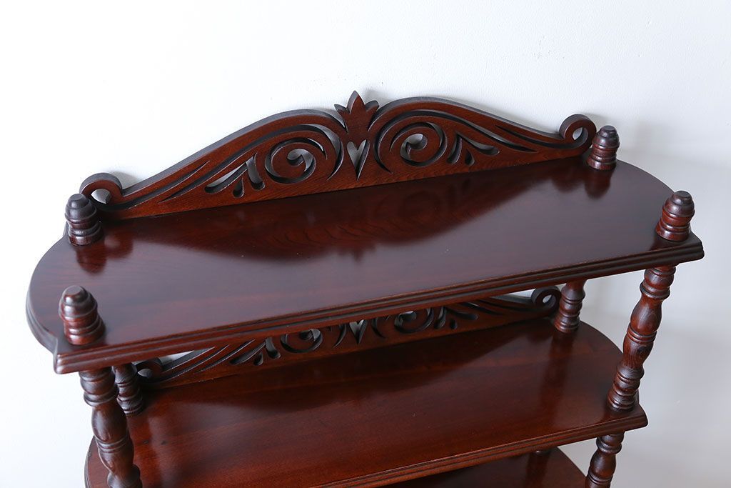 中古　ビンテージ　ブラックチェリー材　飾り棚(ウッドシェルフ)