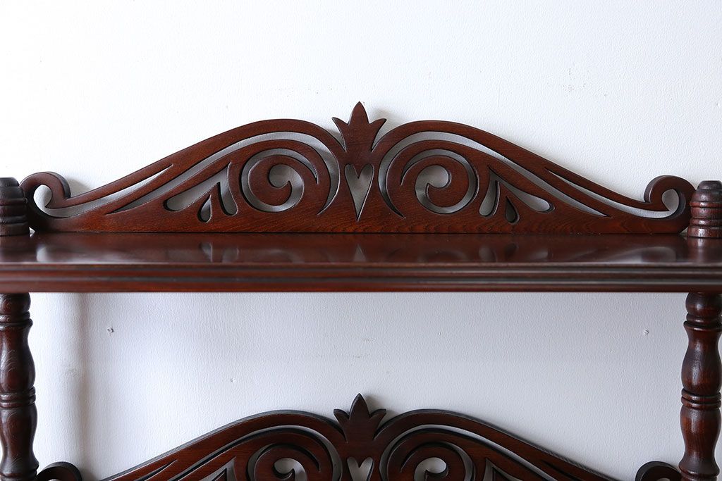 中古　ビンテージ　ブラックチェリー材　飾り棚(ウッドシェルフ)