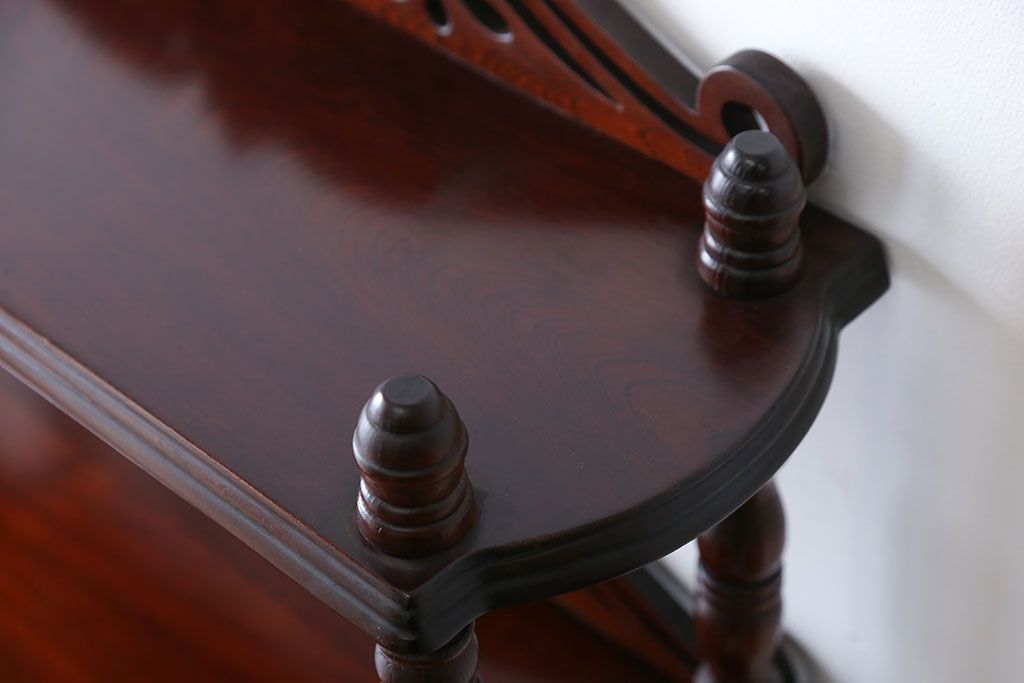 中古　ビンテージ　ブラックチェリー材　飾り棚(ウッドシェルフ)