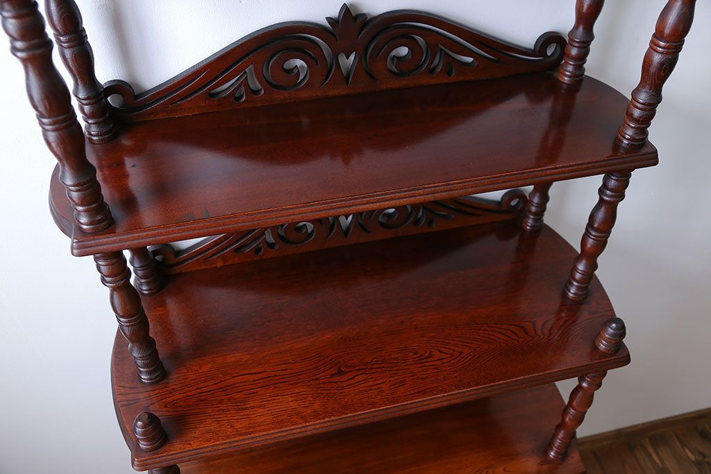 中古　ビンテージ　ブラックチェリー材　飾り棚(ウッドシェルフ)