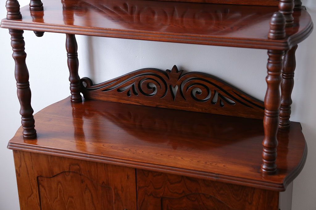 中古　ビンテージ　ブラックチェリー材　飾り棚(ウッドシェルフ)