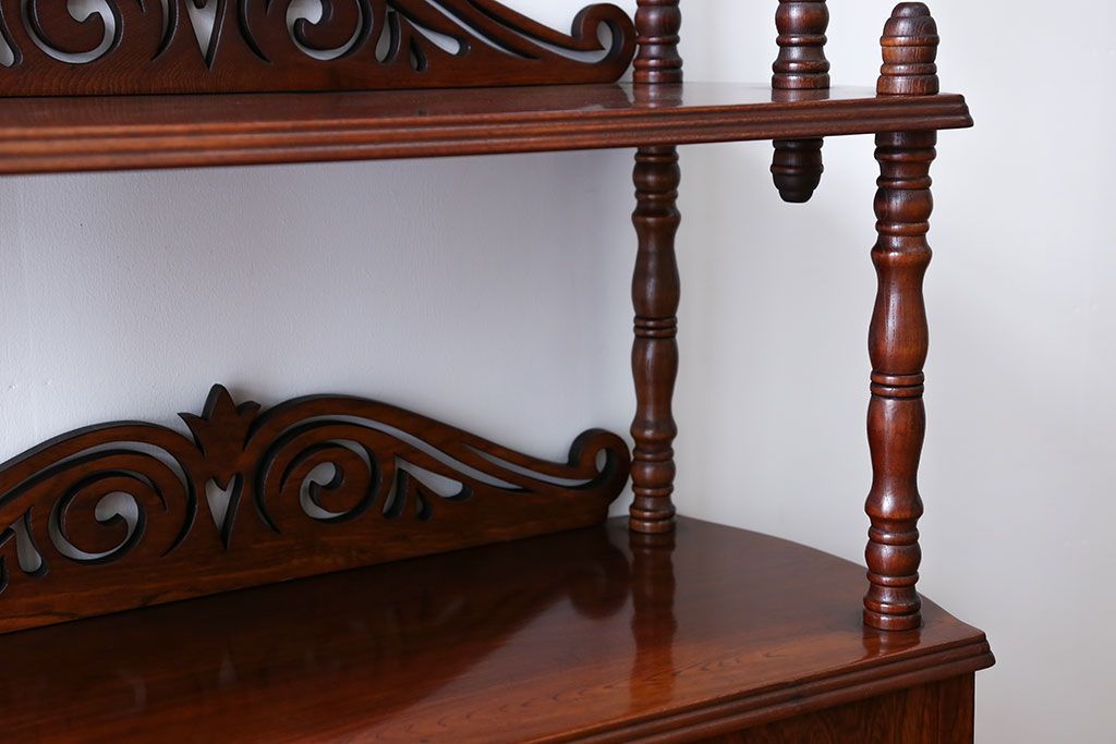 中古　ビンテージ　ブラックチェリー材　飾り棚(ウッドシェルフ)