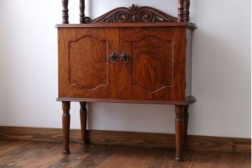 中古　ビンテージ　ブラックチェリー材　飾り棚(ウッドシェルフ)