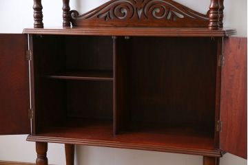 中古　ビンテージ　ブラックチェリー材　飾り棚(ウッドシェルフ)