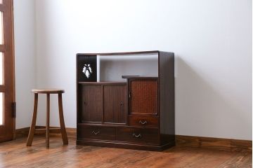 アンティーク家具　古民具・骨董 前面黒檀!上質な茶箪笥(飾り棚)