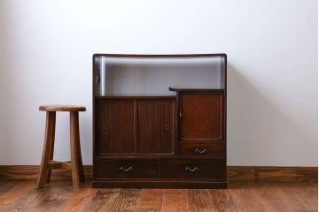 アンティーク家具　古民具・骨董 前面黒檀!上質な茶箪笥(飾り棚)