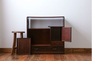 アンティーク家具　古民具・骨董 前面黒檀!上質な茶箪笥(飾り棚)