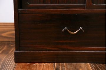 アンティーク家具　古民具・骨董 前面黒檀!上質な茶箪笥(飾り棚)