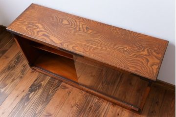 中古　木目の美しい民芸ガラスケース