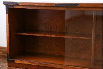 中古　木目の美しい民芸ガラスケース