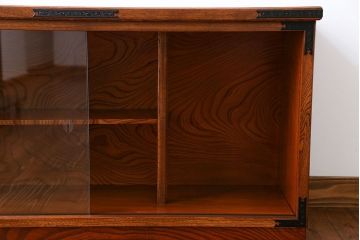 中古　木目の美しい民芸ガラスケース