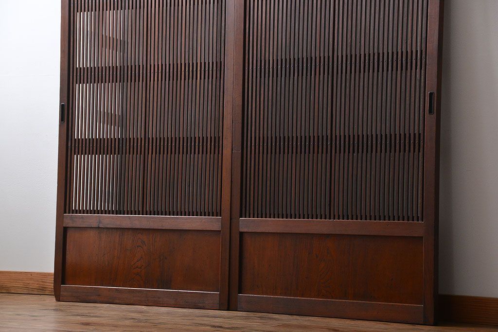 古民具・骨董 裏ガラス入り格子戸2枚セット