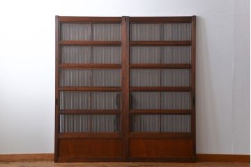 古民具・骨董 裏ガラス入り格子戸2枚セット