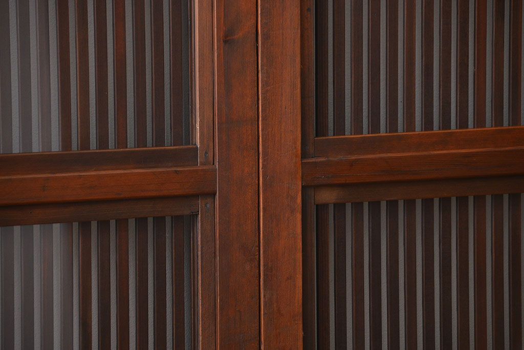 古民具・骨董 裏ガラス入り格子戸2枚セット