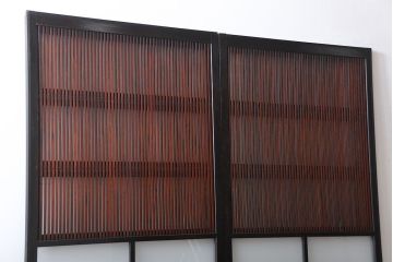 古民具・骨董 シックな裏ガラス入り格子戸2枚セット(1)