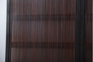 古民具・骨董 シックな裏ガラス入り格子戸2枚セット(1)