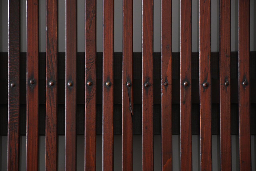 古民具・骨董 シックな裏ガラス入り格子戸2枚セット(1)