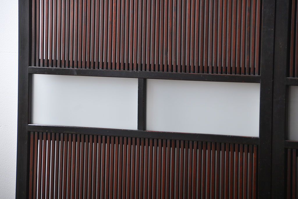 古民具・骨董 シックな裏ガラス入り格子戸2枚セット(1)