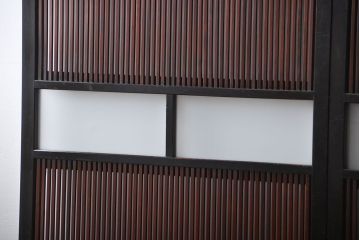 古民具・骨董 シックな裏ガラス入り格子戸2枚セット(1)