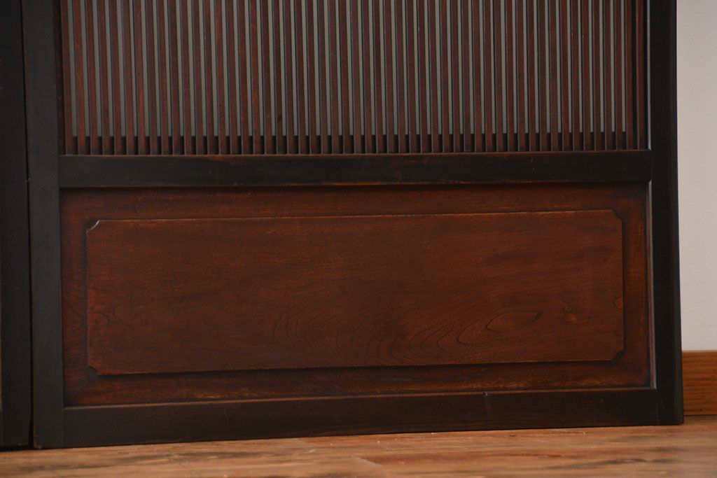 古民具・骨董 シックな裏ガラス入り格子戸2枚セット(1)