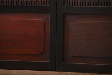 古民具・骨董 シックな裏ガラス入り格子戸2枚セット(1)