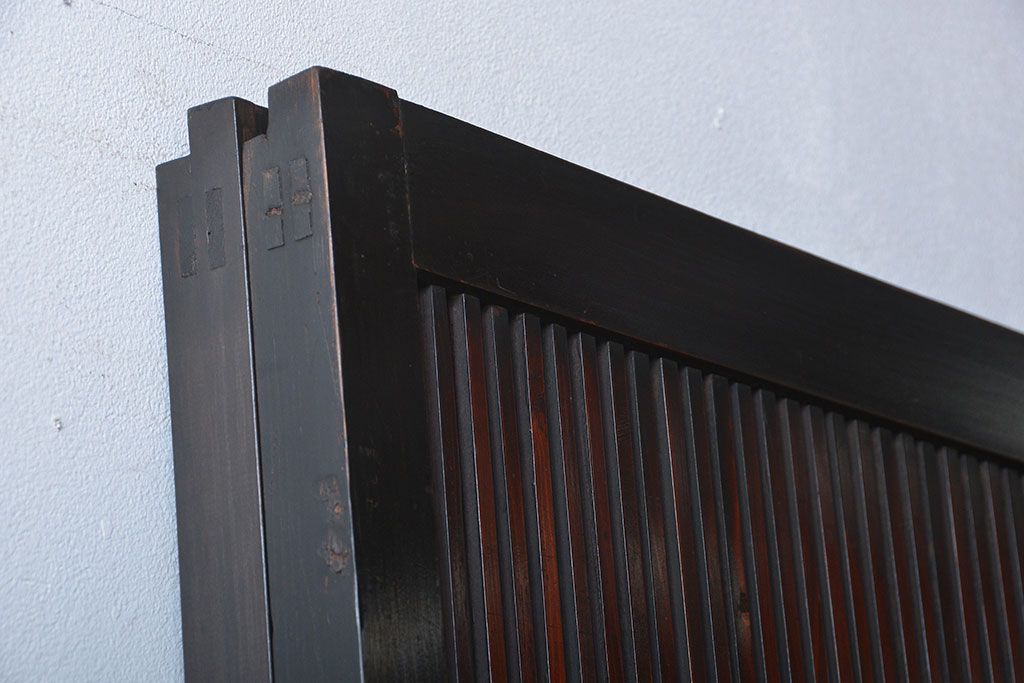 古民具・骨董 シックな裏ガラス入り格子戸2枚セット(1)