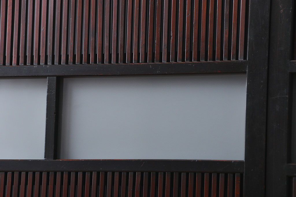 古民具・骨董 シックな裏ガラス入り格子戸2枚セット(1)