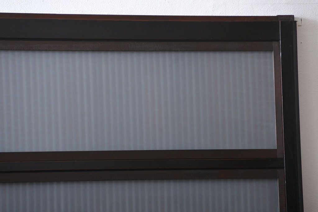 古民具・骨董 シックな裏ガラス入り格子戸2枚セット(1)