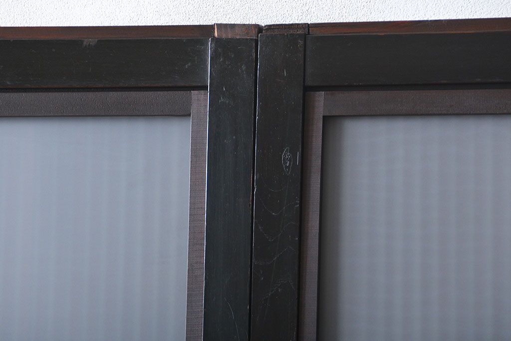 古民具・骨董 シックな裏ガラス入り格子戸2枚セット(1)