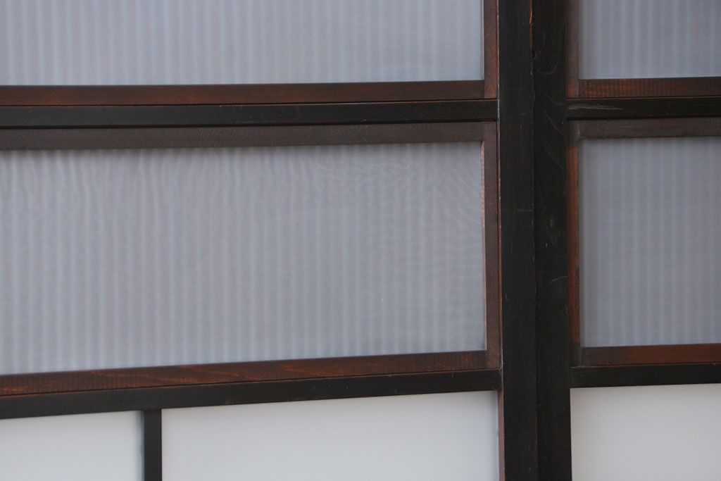 古民具・骨董 シックな裏ガラス入り格子戸2枚セット(1)