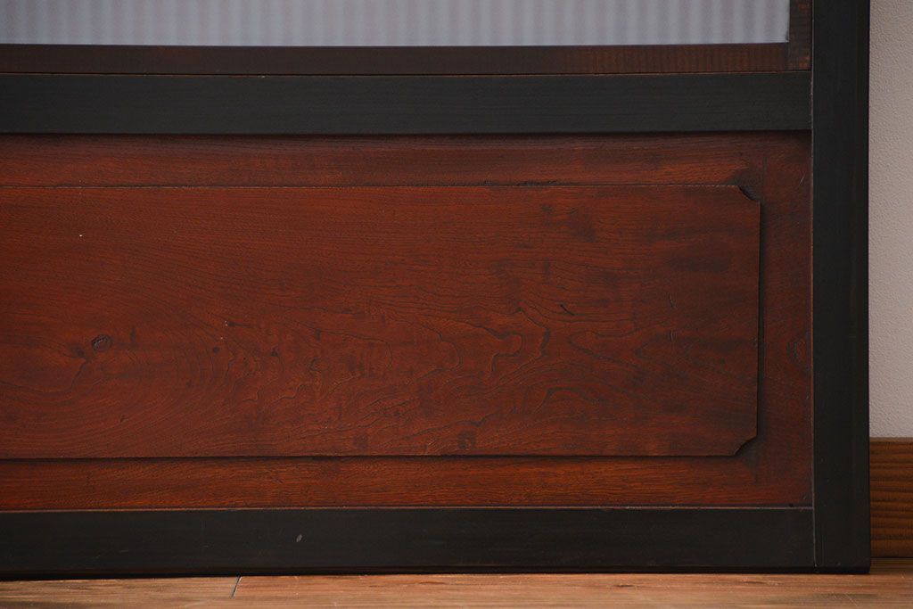 古民具・骨董 シックな裏ガラス入り格子戸2枚セット(1)