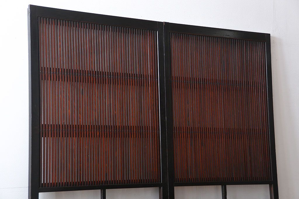 古民具・骨董 裏ガラス付き格子戸2枚セット